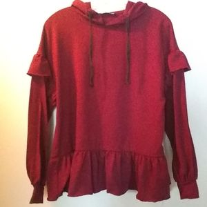 hooded burgundy tunic